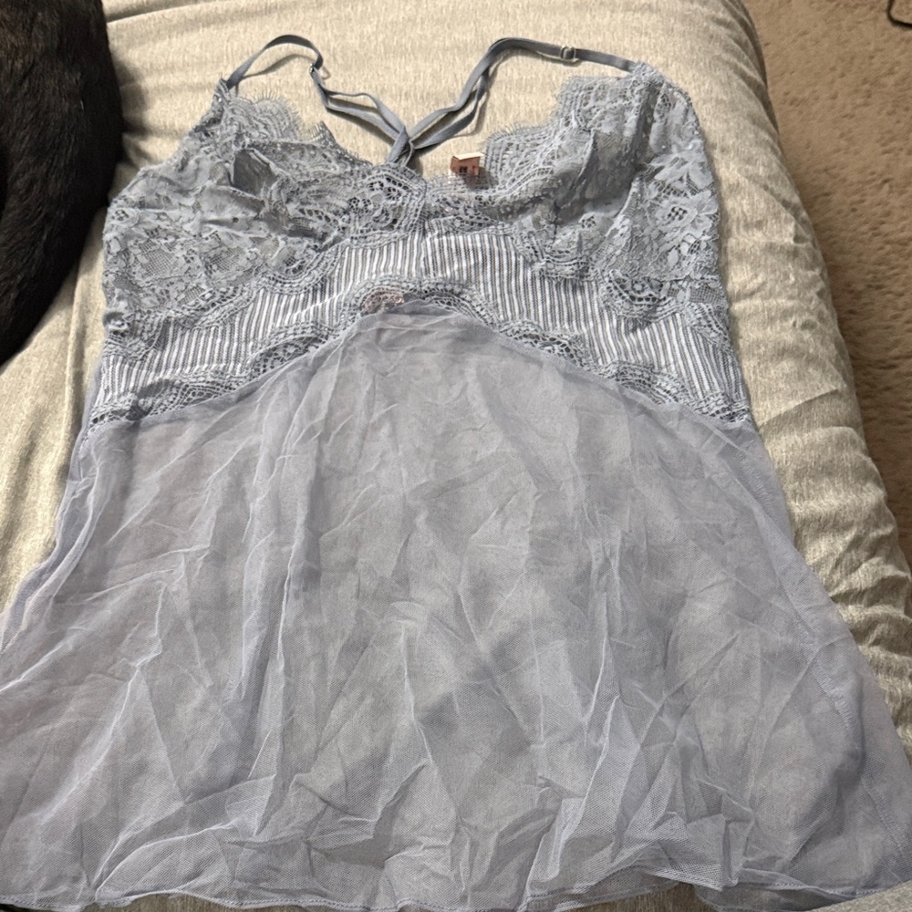 Victoria's Secret Blue Lace Babydoll Set